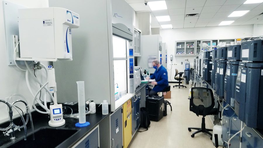 Centralized laboratory with testing equipment